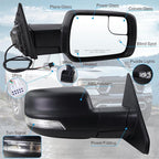 Right Passenger Side Mirror Fits 2019-2026 Ram 1500 With Power Folding Power Glass Heated Turn Signal Puddle Light Blind Spot Matte Black Replace#68276502AH(9+2Pins)