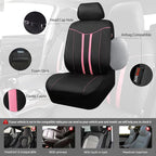 CAR PASS Car Seat Covers Full Set for Women Girls with Waterproof Car Floor Mats,Anti-Slip Leather Steering Wheel Cover,Unive