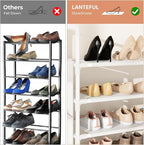 LANTEFUL 6 Tier Shoe Rack Storage for 24-30 Pairs Shoe and Boot, Shoe Organizer with Hook and Side Pocket Free Standing Long 