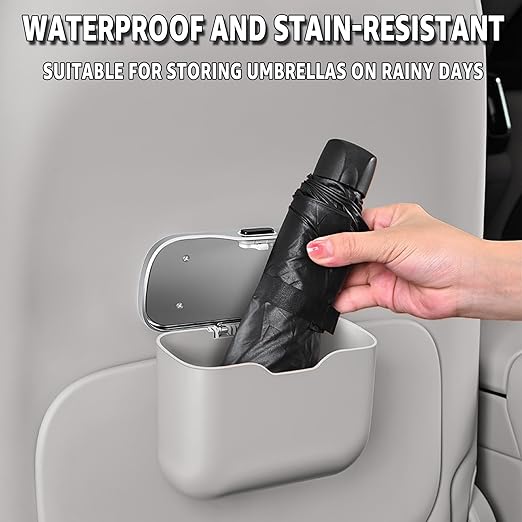 HOLDCY Car Trash Can, Waterproof Multi‑Functional Auto Trash Bin for Door/Console/Seat Back, Universal Vehicle Garbage Can for Car/Truck/SUV Drivers (Gray)