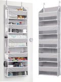 ULG 1 Pack Over Door Organizer with 5 Large Pockets 10 Mesh Side Pockets, 44 lbs Weight Capacity Hanging Storage Organizer wi