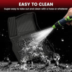 LASFIT Floor Mats for Rivian R1T 2024 2023 2022, All Weather Floor Liner TPE Custom Fit Car Mats for Rivian R1T 1st & 2nd Row Rubber Mats, Black,Tasteless, Durable and Easy to Clean