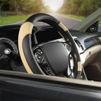 GIANT PANDA Microfiber Leather Steering Wheel Cover for Honda Accord,Civic,CR-V,HR-V,Pilot(Diamond-Pattern-Black+Beige-Standa