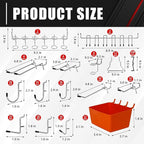 C&T 278 Piece Pegboard Hooks Assortment Kit, Pegboard Accessories Organizer Set with Bins, 1/8 and 1/4 in pegboard Hooks, for