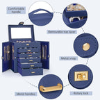 AKOZLIN 6-Tier Jewelry Box Organizer Functional 5 Drawers Leather Jewelry Storage Case for Women Girls Ring Necklace Earring 