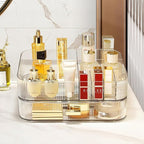 Clear Makeup Organizer for Vanity, Large Desk Organizer with Stackable Drawer for Cosmetics, Skincare, Lipsticks, Palette, Na