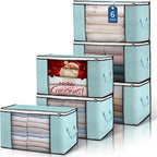 Budding Joy 90 L Large Storage Bags, 6 Pack Clothes Storage Bins Foldable Closet Organizer Storage Containers Storage and Org