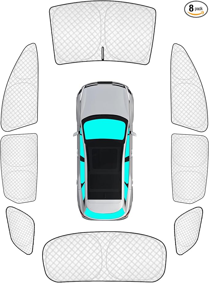 KMF 8pcs Thicken Sun Shades for KIA Sportage 2023-2025 Accessories, Custom Fit Full Car Window Covers for Windshield Side Rear, UV Block and Blackout Privacy for Camping Outdoor