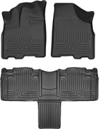 Husky Liners Weatherbeater Floor Mats | Fits 2011-2020 Toyota Sienna | Front & 2nd Row, 3-pc Black - 93861