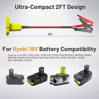 Jumper Cables Adapter for Ryobi 18V Battery - 2FT 8AWG Portable Car Jump Starter Booster Cables, Automotive Emergency Power Tool for Car Truck SUV Jump Starting Using Tool (8AWG 2FT)