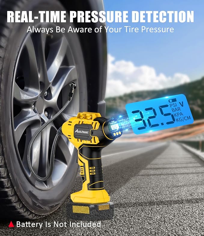 AVID POWER Tire Inflator (Battery Not Included), Compatible with DeWalt 20V Max Batteries of DCB Series, Not for Avid Power Batteries, Portable Air Compressor, Air Pump for Car, bike, ball