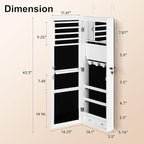 Mirror Jewelry Cabinet, Wall/Door Mounted Jewelry Armoire with Full-Length Mirror, Hanging Jewelry Organizer with LED Interio