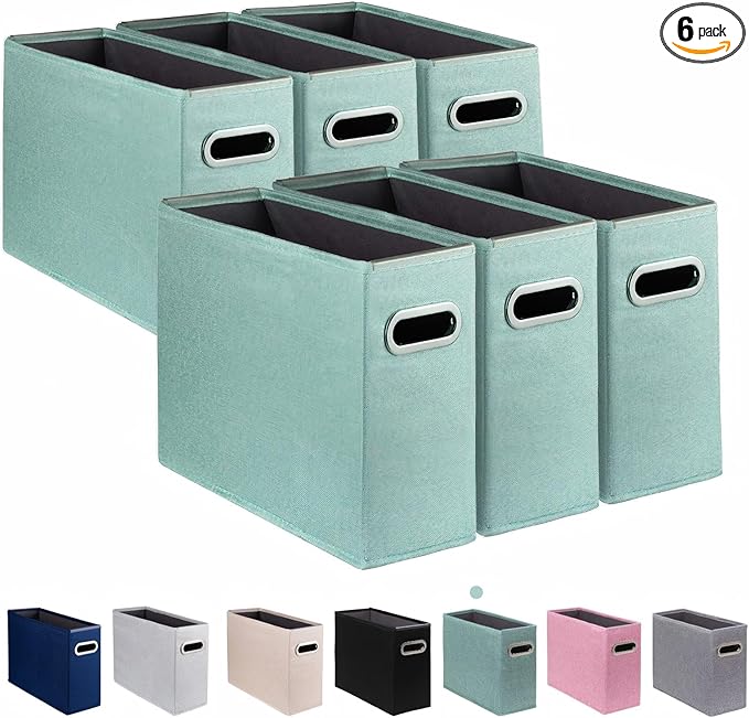 6 Pack Letter Size File Storage Box Collapsible，Fabric Hanging File Folders Organizer, Portable Office Document Holder with M