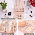 Voova Jewelry Box Organizer for Women Girls, 2 Layer Large Men Jewelry Storage Case, PU Leather Display Jewellery Holder with