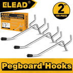 ELEAD 105-Piece 2 Inch Pegboard Hooks, Heavy Duty Peg Board Organizer Accessories, Peg Board Tool Hangers Fit for 1/4" and 1/