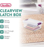 Sterilite 6 Qt ClearView Latch Storage Box Stackable Bin with Latching Lid, Plastic Container to Organize Shoes in Closet, Cl