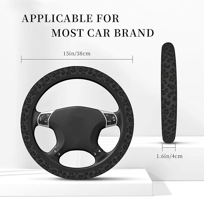 Steering Wheel Cover Universal Fit Car Interior Accessories for Women Men 15 Inch Breathable Anti Slip Odorless Neoprene Stee