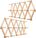 WEBI Accordion Wall Hanger,Expandable Wooden Coat Rack,Accordion Hat Rack for Wall for Hats,Caps,16 Peg Hooks,Natural,2 Packs