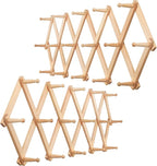 WEBI Accordion Wall Hanger,Expandable Wooden Coat Rack,Accordion Hat Rack for Wall for Hats,Caps,16 Peg Hooks,Natural,2 Packs