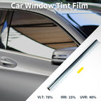 Carbon 2 PLY Car Window Tint Film VLT 78% IRR 15% UVR 40% Light Blue 14.76 ft x 29.92 Inch Privacy Film 2mil PET 1 Pc