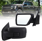 Left Driver Side Mirror Compatible With 2021-2026 Ford F150 With Manual Folding Power Glass Heated Blind Spot Turn Signal Puddle Light Matte Black Replace#ML3Z17683SA(11Pins)