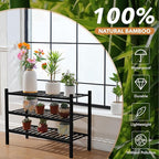 3 Tier Bamboo Shoe Rack Storage Organizer for Closet, Multifunctional Stackable Free Standing Shoe Shelf Organizer for Small 