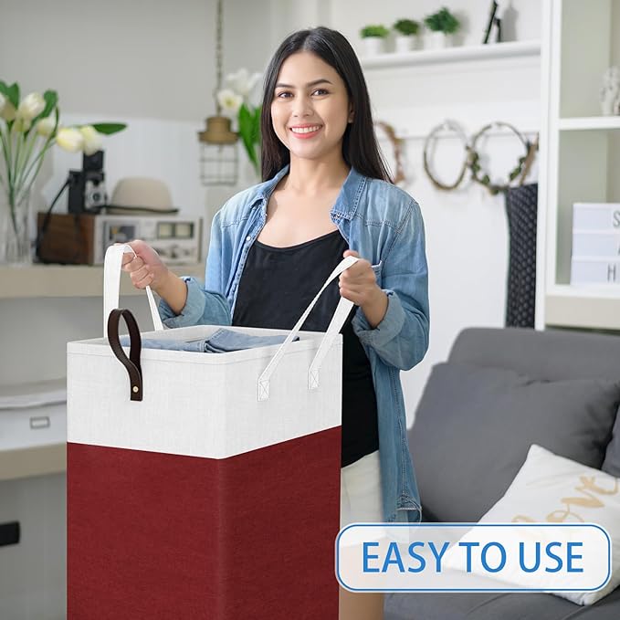 HomeHacks 75L Rolling Laundry Basket with Wheels, Collapsible & Waterproof Laundry Hamper, Mobile Clothes Hamper, Storage Lau