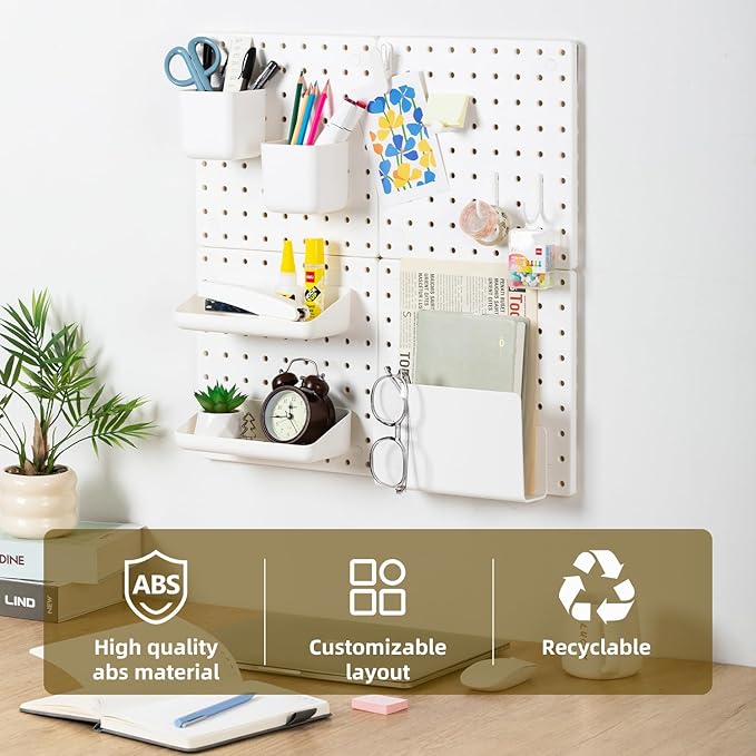 VUSIGN Peg Board Combination Kit, 22"x22" Pegboards and Accessories for Wall Organization with Two Installation Modes, Pegboa