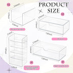 Kathfly 6 Pcs Medicine Cabinet Organizer Acrylic Stackable Clear Makeup Organizer with 2 Drawer 1 Storage Box 2 U Movable Par