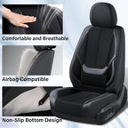 Coverado Front and Back Seat Covers 5 Pieces, Full Set Universal Seat Covers for Cars, Breathable Fabric&Leather Car Seat Pro