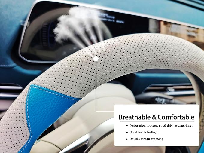 Fashion Cat Ear Leather Steering Wheel Cover Women Girl 15"(38cm) Universal Fit Auto D Shaped Leather Steering Wheel Covers (