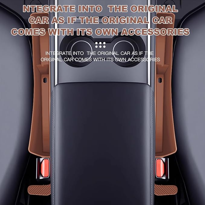 2PCS Car Seat Gap Filler Organizer,Multifunctional Car Gap Fillers with USB and Phone Holder, Universal Car Seat Storage Organizer Between Seats for Phone, Keys, Eyeglasses(Brown)