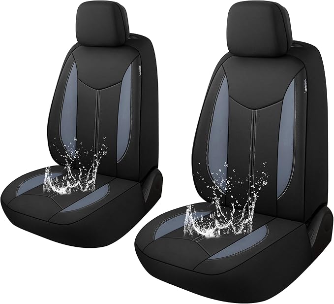CAROMOP Neoprene Car Seat Cover 2 Front Seats, Waterproof Seat Covers for Cars, Universal Fit for Most Car Interior Covers-Se