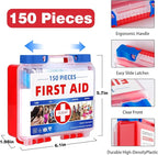 Mini First Aid Kit - 150 Pieces Emergency Medical Kit for Home, Car, Travel, Camping, Truck, Hiking, Sports, Office, Vehicle 