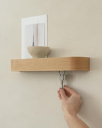 Kazai. Key Holder 'Toke' | Minimalist Key Hook Design from Berlin | Modern Key Holder Wall Mount with Wooden Shelf | Key Rack