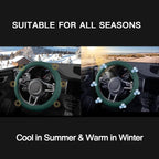Suede Steering Wheel Cover with Upgraded Silicone Inner Ring, Breathable, Anti-Slip, Leather Universal 14.5 to 15 Inch Steeri