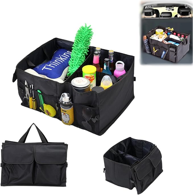 Trunk Organizer for Car - 52L Large Capacity Collapsible Multi Compartments Storage Organizer, Portable Car Storage Box for