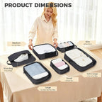 BAGAIL 6 Set Lightweight Compression Packing Cubes with Packing List, Anti-Tearing Expandable Organizer Bags for Travel, Dark