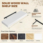 Floating Wall Shelves 24 x 6.8 x 1.7 Inch – Solid Wood Rustic Shelves in White Finish – Wall Mounted Display Shelf for Bathro