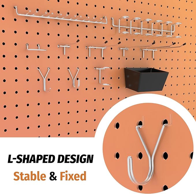 HUHOLE 86 Piece Pegboard Hooks Assortment Kit with Pegboard Bins Garage Tool Organizer Set Fits 1/8 and 1/4 Inch Peg Board Ac