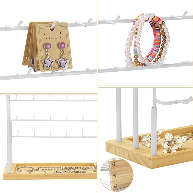 Earring Display for Vendors,6 Tiers 42 Hooks Jewelry Rack Display Holder Stand, Earring Organizer Holder for Necklaces Rings 