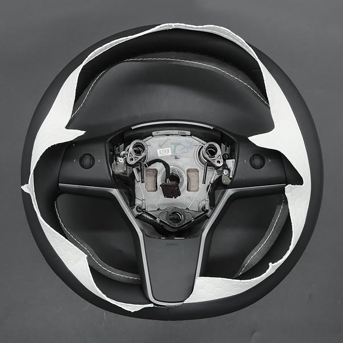 MEWANT Tesla Model 3/Model Y Hand Stitched Steering Wheel Cover for Tesla Model 3 2017-2023 / Model Y 2020-2023 for Tesla Model 3/Y Accessories(3D Style)