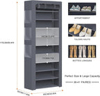OYREL Shoes Rack 10 Tier Tall Shoe Rack with Storage Pockets, Fabric Covered Shoe Racks,Metal Shoes Rack Organizer for Closet
