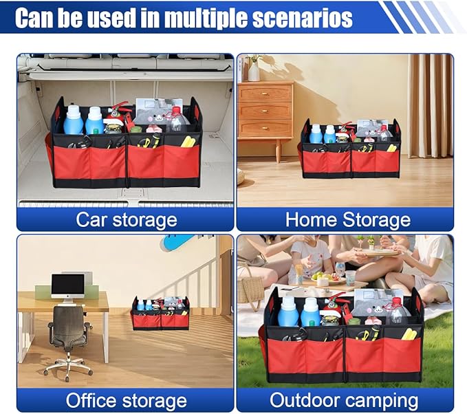 Car Trunk Organizer, Large Capacity Oxford Cloth Car Storage Box, Collapsible Multi-Compartment Organization Container,