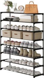 Calmootey 8-Tier Shoe Rack, Tall Large Capacity 40 Pairs Shoes Storage Organizer, Stackable Wide Shoe Shelf for Entryway, Hal