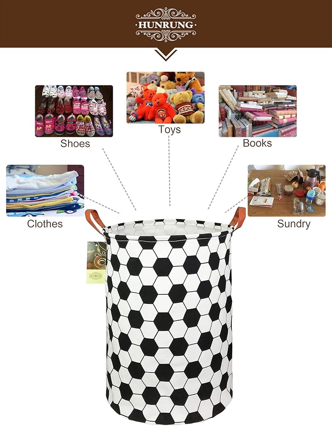 HUNRUNG Laundry Hamper,Large Canvas Fabric Lightweight Storage Basket Toy Organizer Dirty Clothes Collapsible Waterproof for 
