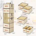 Hanging Closet Organizer 6-Shelf, Upgrade Hanging Shelves for Closet with 5 Removable Drawers & Side Pockets, Hanging Shelf O
