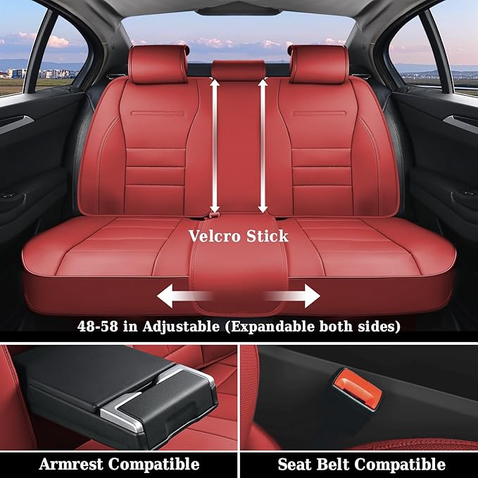 Coverado Car Seat Covers Full Set, Nappa Leather Seat Covers for Cars, Car Seat Protector Car Seat Cushion, Front and Back Se