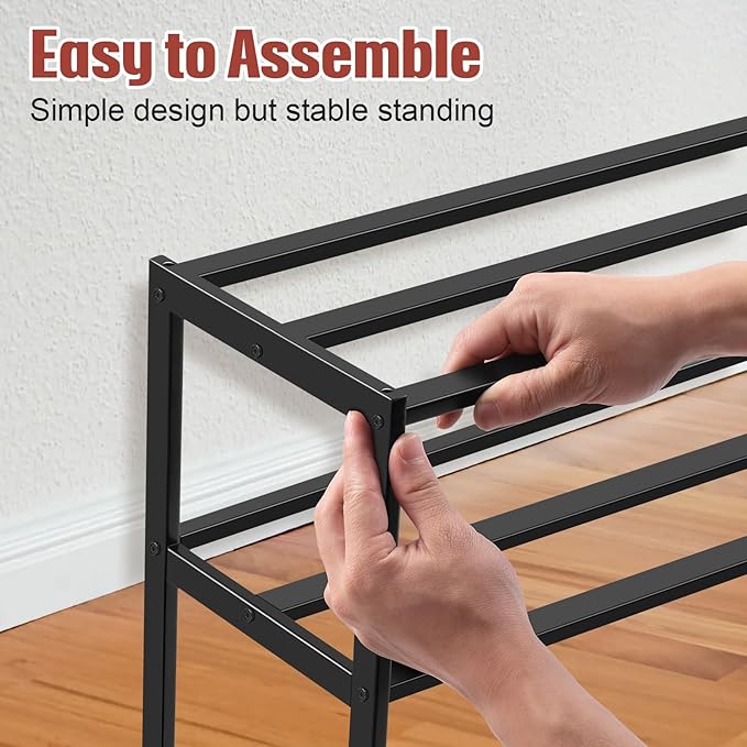 KEETDY Heavy Duty Shoe Rack for Closet Entryway, Stackable Shoe Organizer for Small Space Metal Shoe Rack Shelf Storage for B