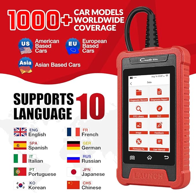 LAUNCH Elite ABS Bleeding Scan Tool,Engine Transmission ABS SRS OBD2 Scanner Diagnostic Tool,Throttle Reset Code
